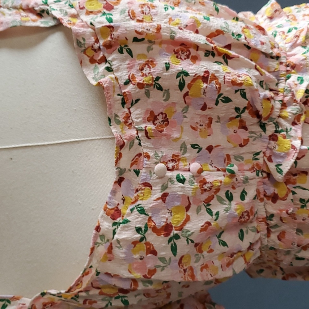 Beautiful cottagecore midi summer off shoulder floral dress size L - Picture 6 of 14